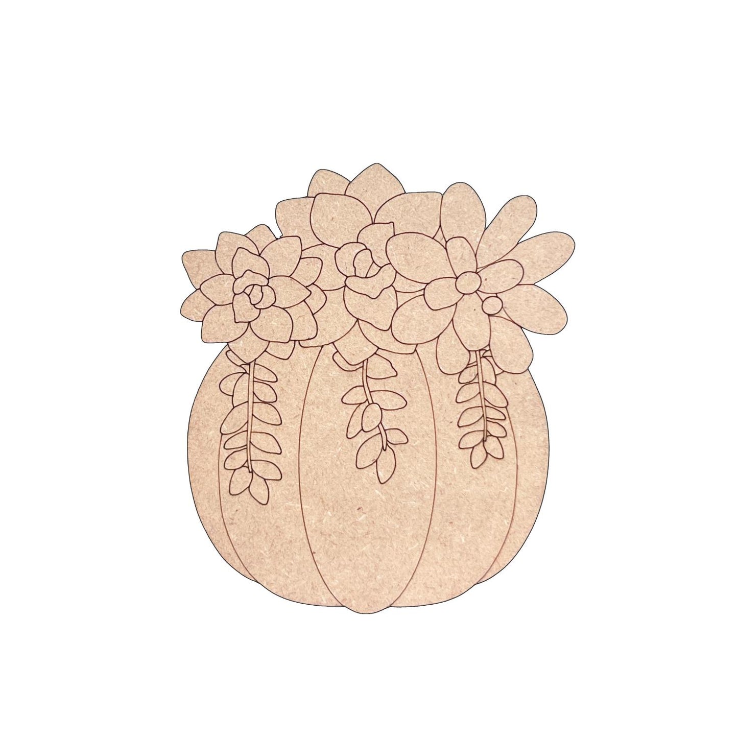 Pumpkin with Floral/ Succulent Arrangement Fall Wood Craft- Paint by line