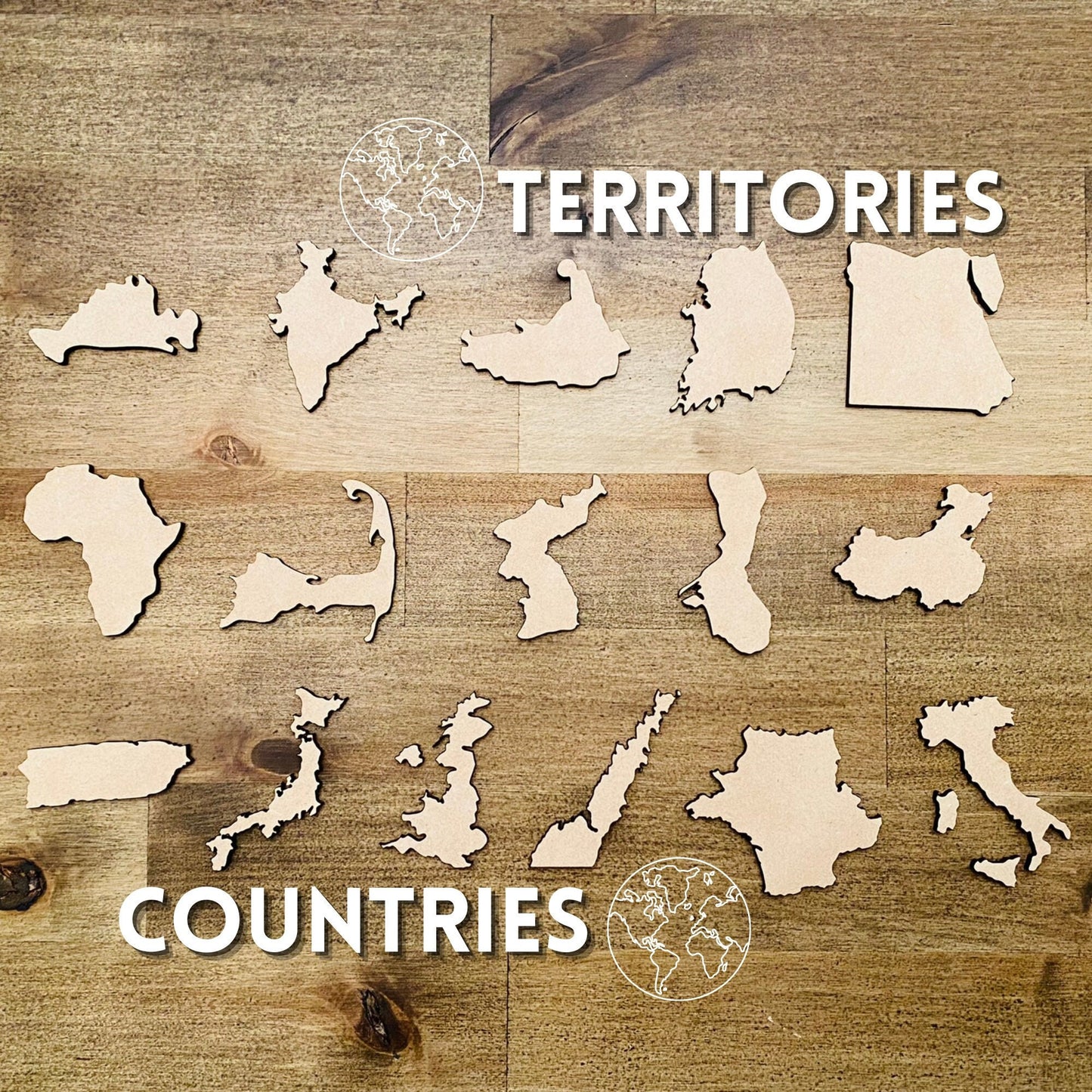 Countries and Territories Shapes | Wood Country Laser Cutout | World Map Cutout | World Countries Craft Shapes | Map Wall Decor