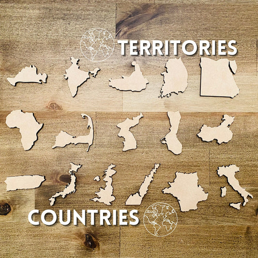 Countries and Territories Shapes | Wood Country Laser Cutout | World Map Cutout | World Countries Craft Shapes | Map Wall Decor