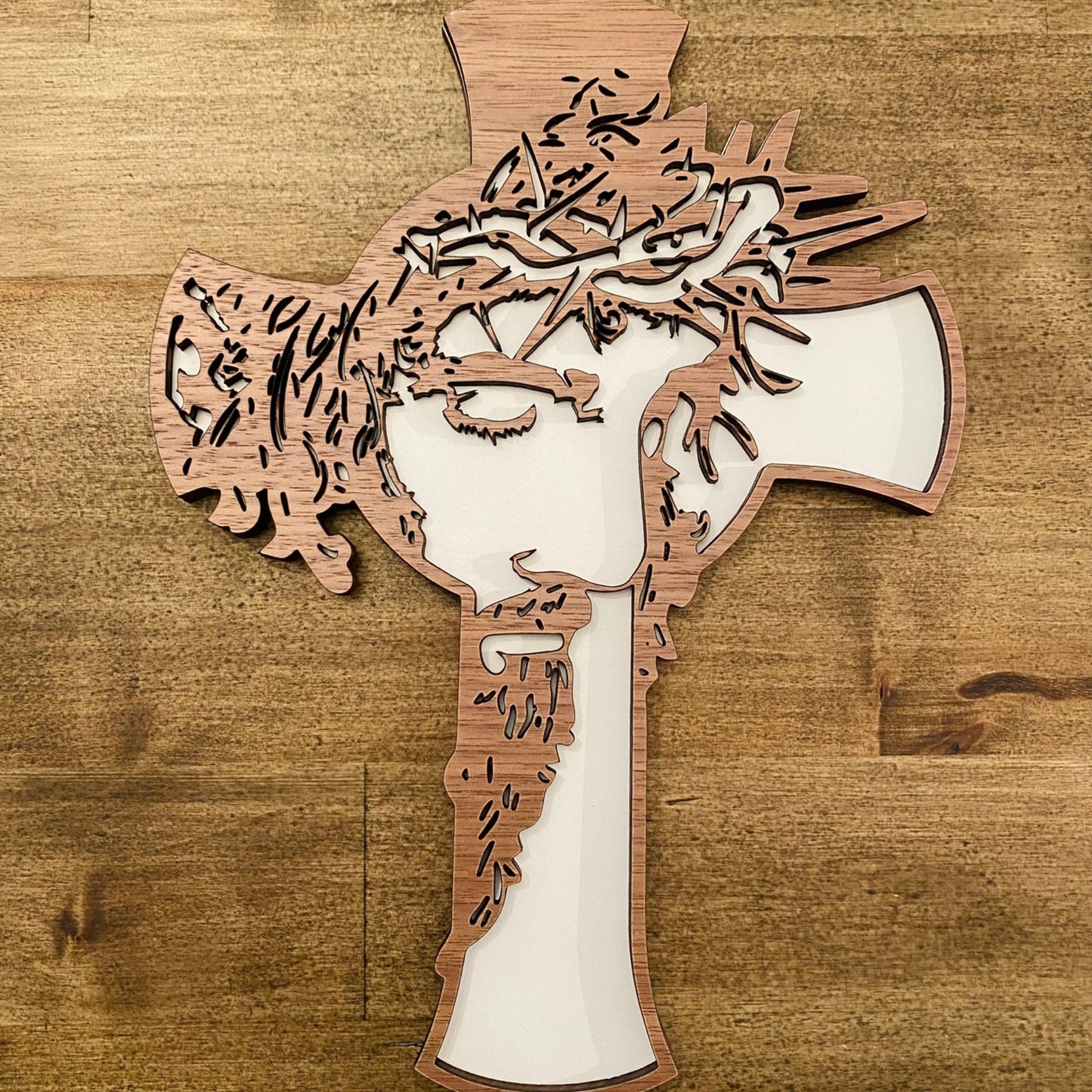 Jesus Cross | Detailed Wooden Cross | Wood Cross Home Decor | Fireplace Decor | Bookshelf Cross Decor | Religious Cross | Christian Gifts