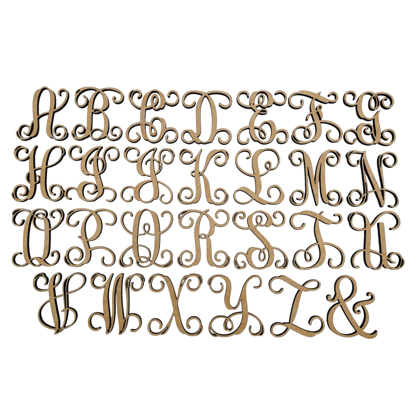 Small Vine Monogram Letters | Wooden Letters | Laser Cut Letters | Script Font | Car Charm Letters | Bogg Bag Decor | Art & Crafts Letters