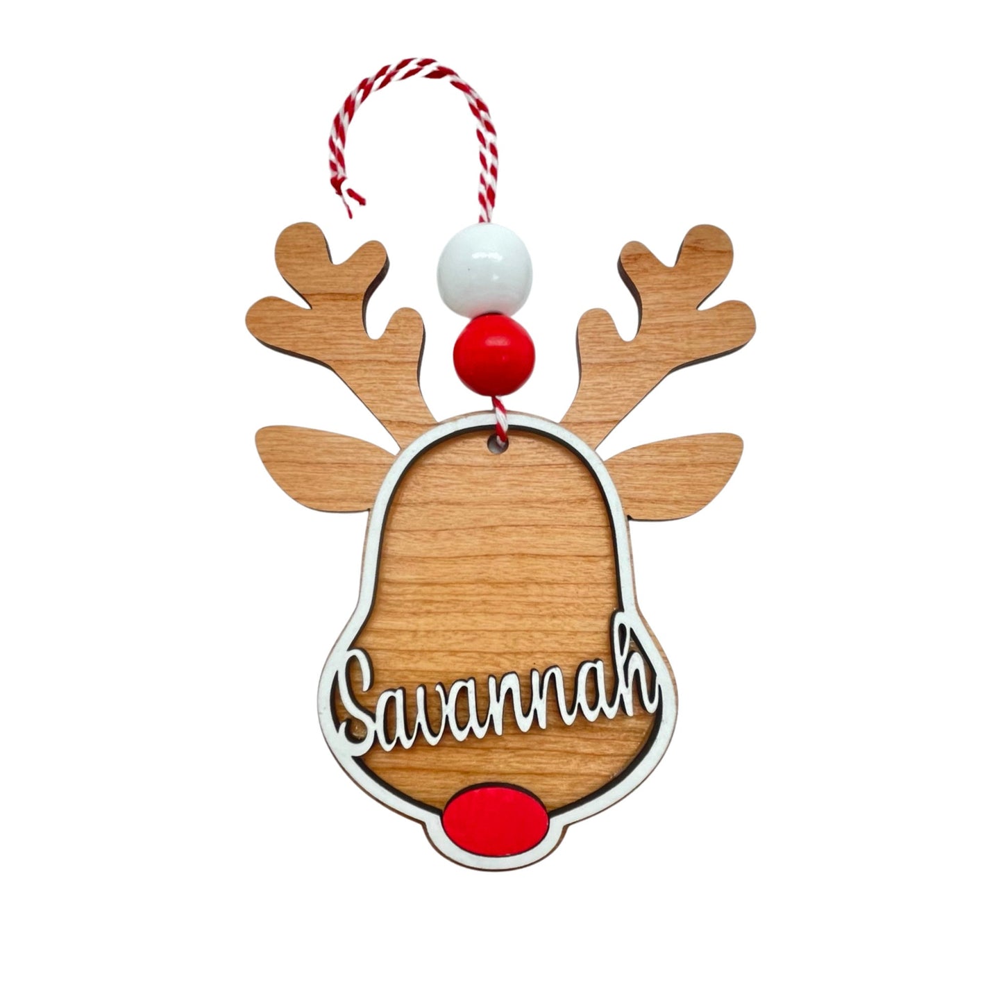 Personalized Rudolf Ornament | Christmas Ornament | Custom Name | Wood Christmas Decor | Christmas Handmade Ornaments| Holiday Decor