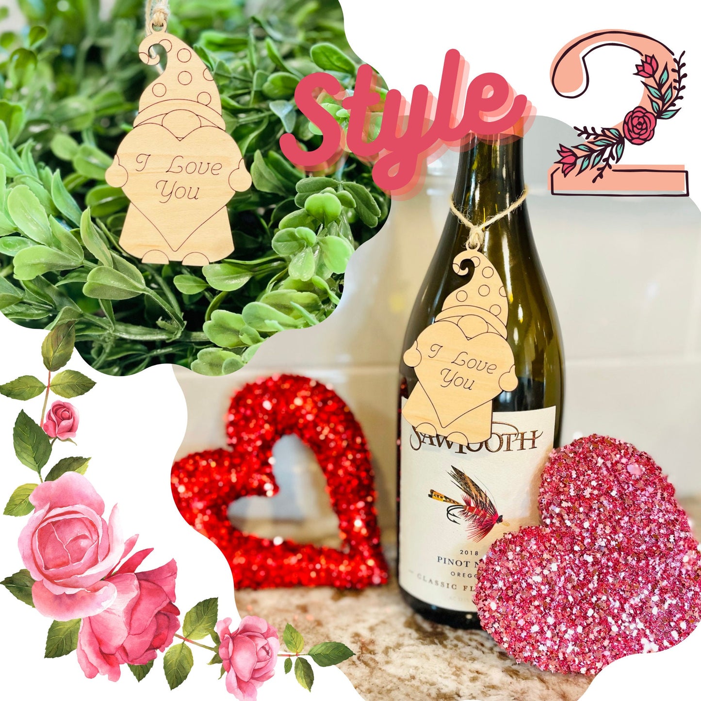 Wine bottle charms/ Valentine Gnome/ Valentine Gift/ Birthday Gift/ Sloth/ Wine Charm