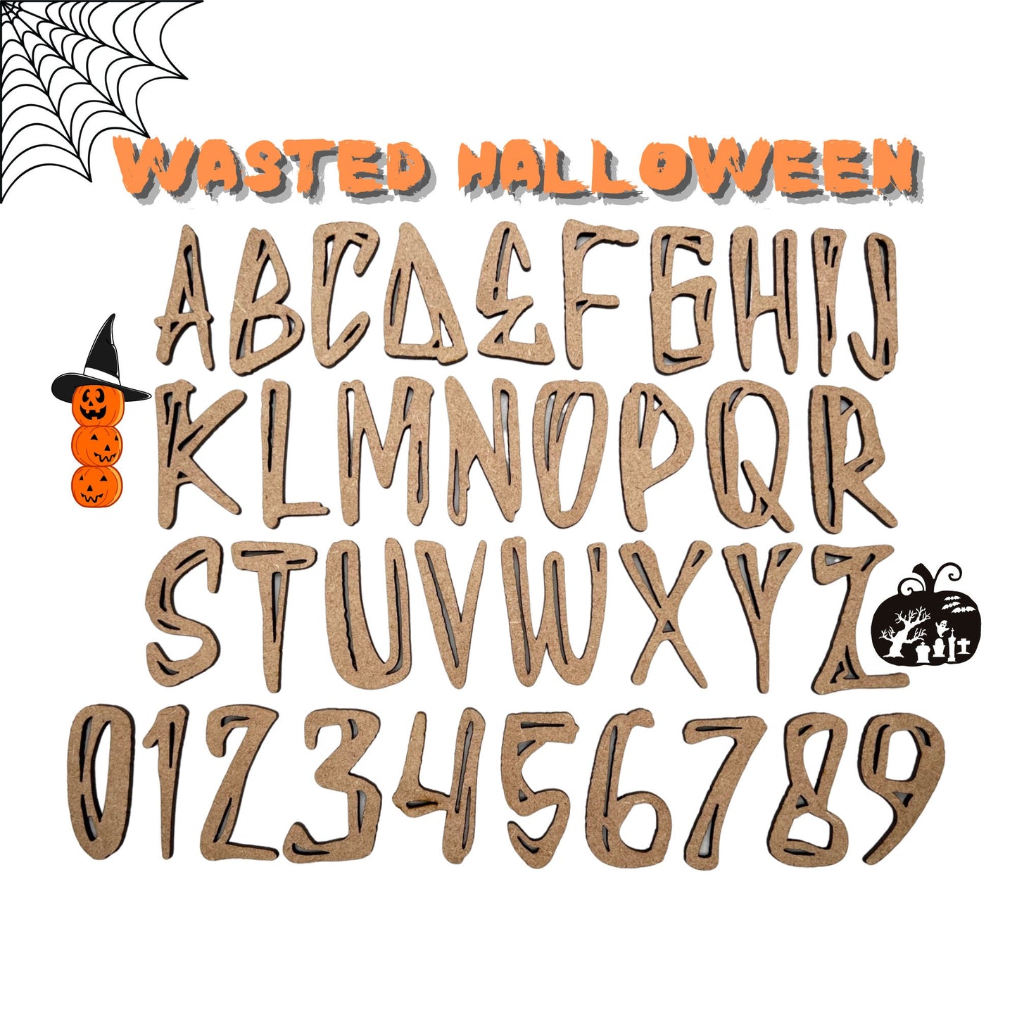 Wasted HALLOWEEN Wooden Letters