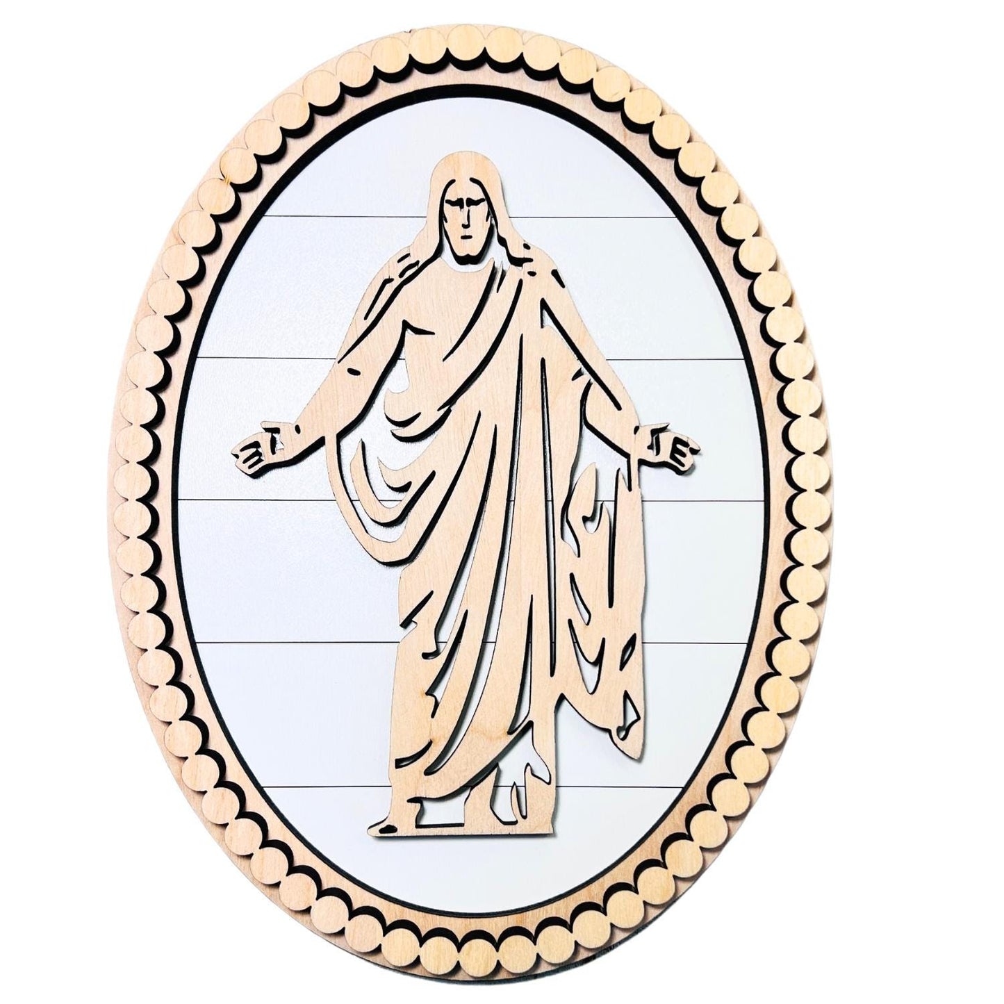 Oval Beaded Christus Sign | Easter Gift | Resurrection Decor | Spiritual Gifts | Gifts for Her | Gifts for Him | Church Wall Decor