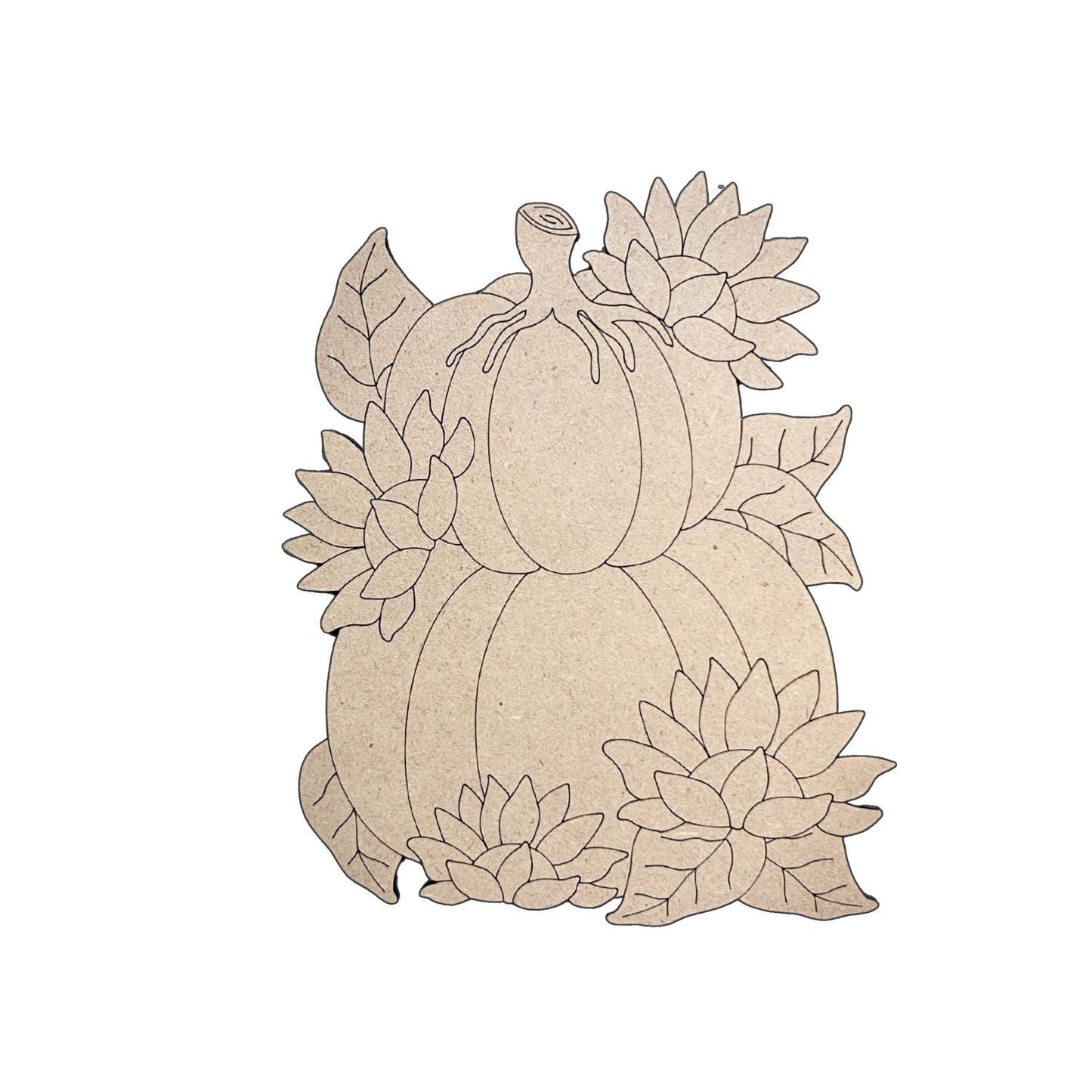 Stacked Pumpkins with Sunflowers  Fall Wood Craft- Paint by line