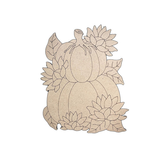 Stacked Pumpkins with Sunflowers  Fall Wood Craft- Paint by line