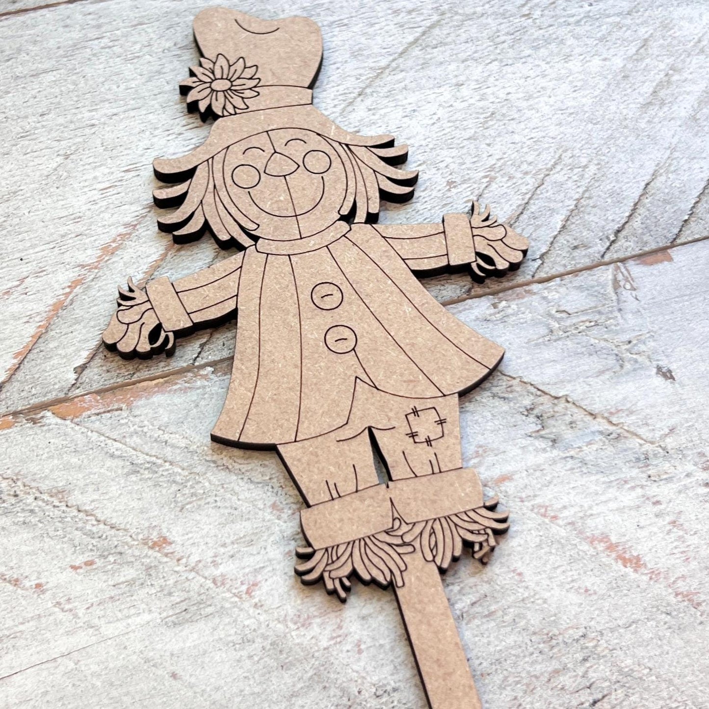 Scarecrow Wood Craft | Scarecrow on Stick - Paint by Line