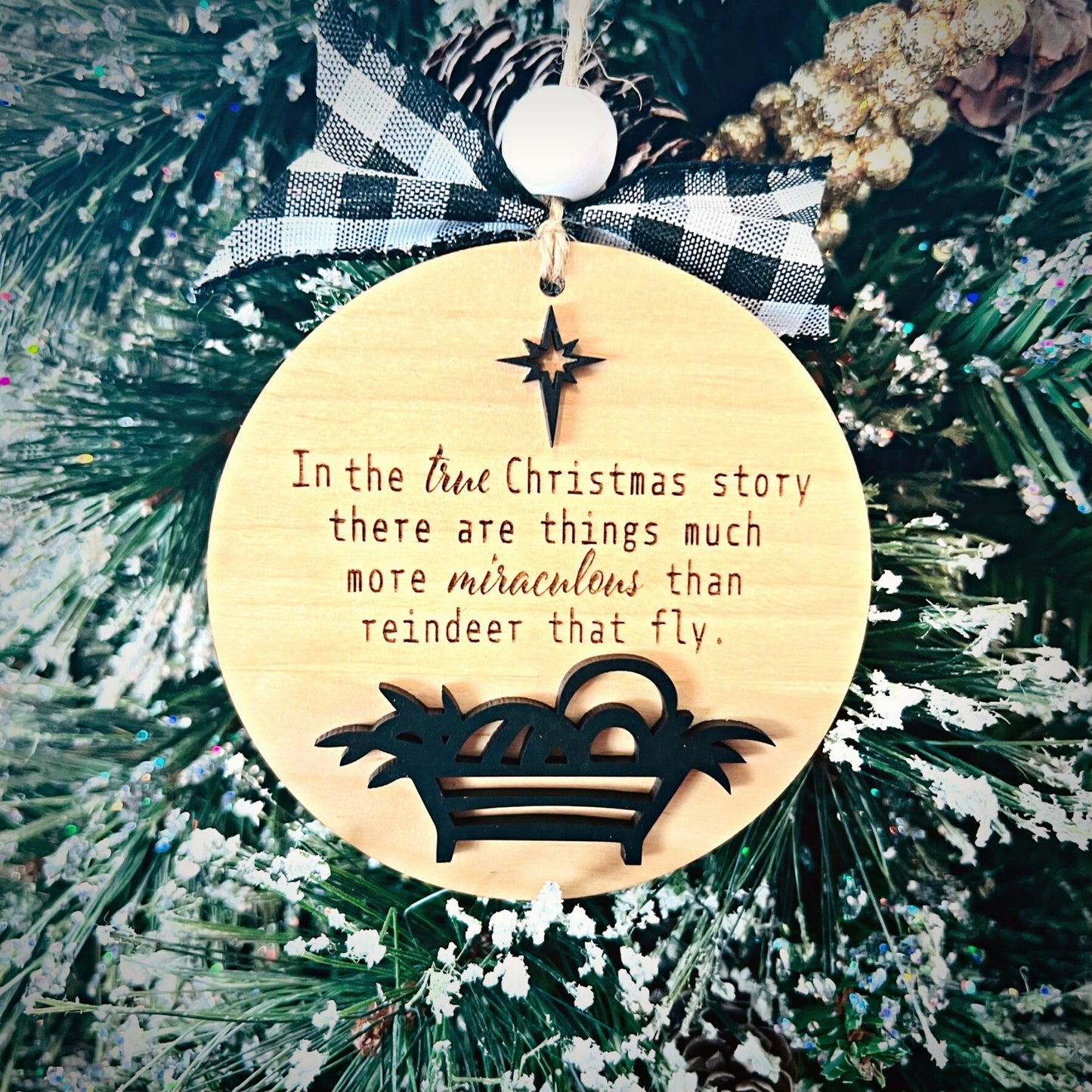 Jesus Christmas Ornament | Jesus in a Manger | Christian Christmas | Christmas Ornament | Wood Ornament
