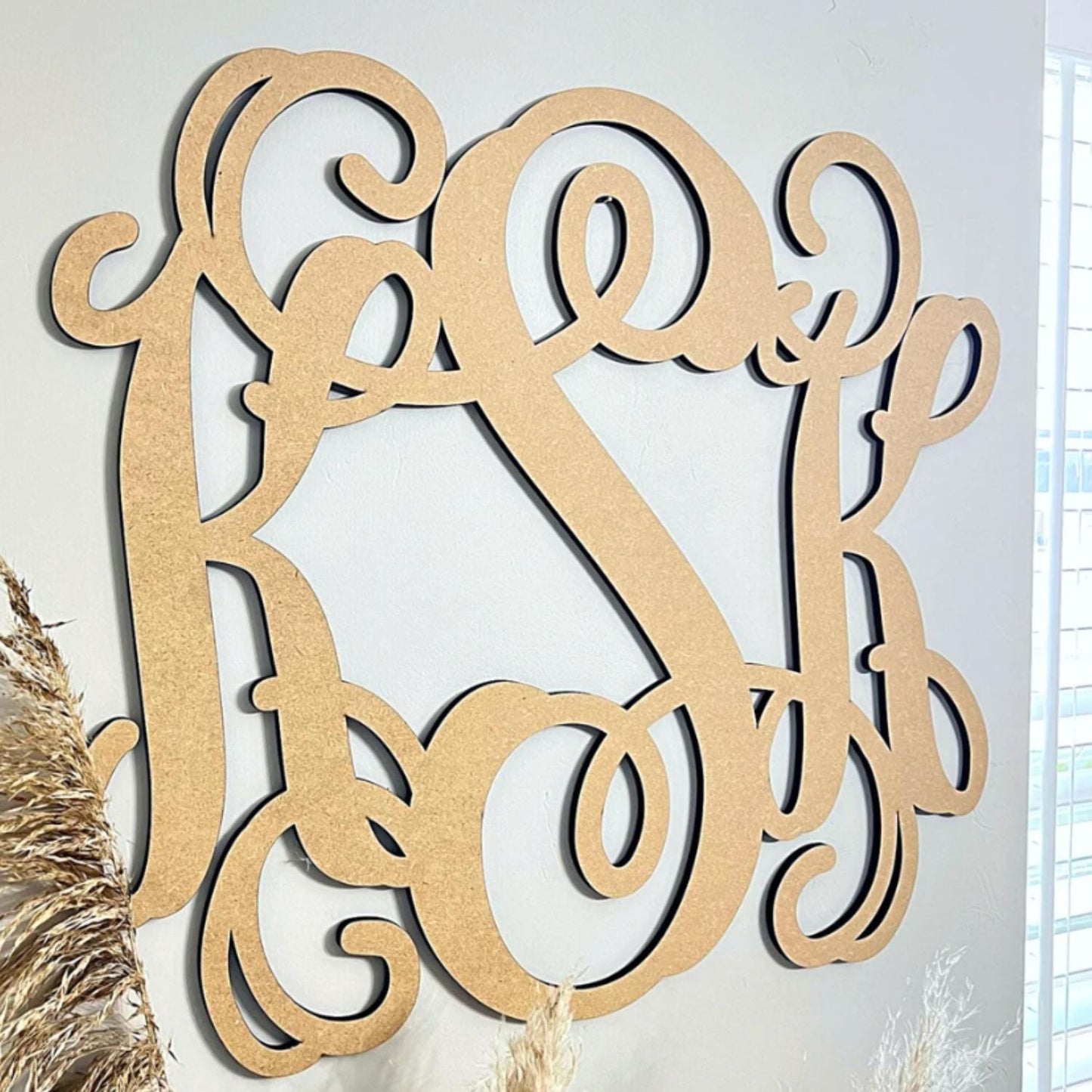 Painted and Stained Wedding Monogram, Nursery Crib Sign, Baby Shower Gift, Wedding Decor, Bedroom Wall Monogram, 3 Letter Vine Monogram Sign