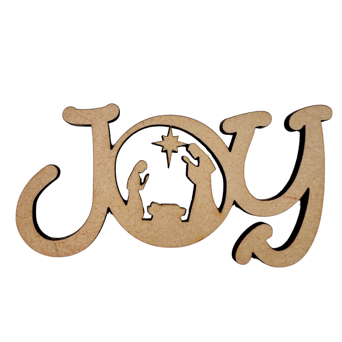 Large Wood Word JOY w/ Manger Scene Wood Cutout - Christmas wood letter Number | Christmas wreath | Christmas Door hanger | Christmas Crafts