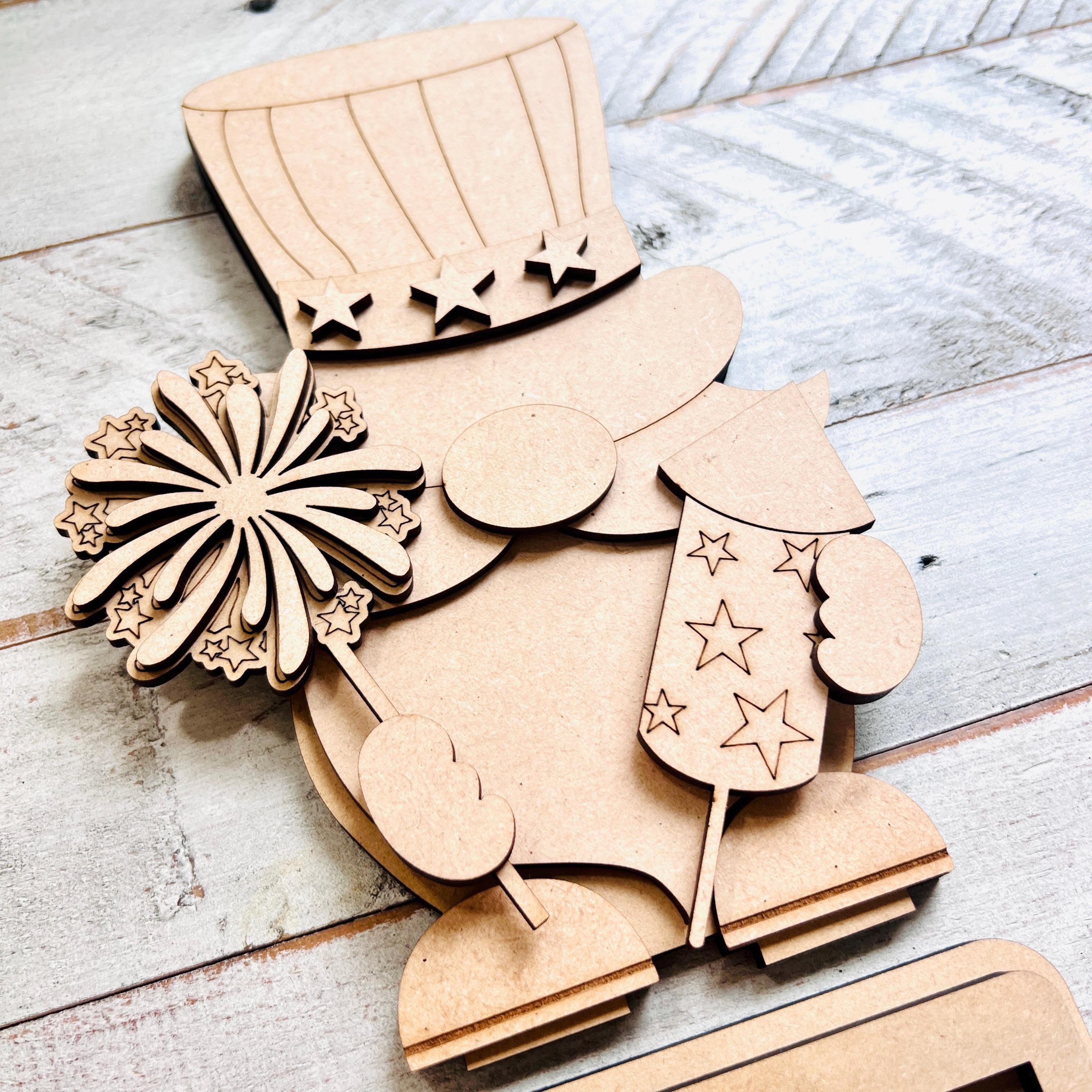 Layered Patriotic 4th of July Gnome | Available finished or as an unfinished kit | Perfect for paint Parties