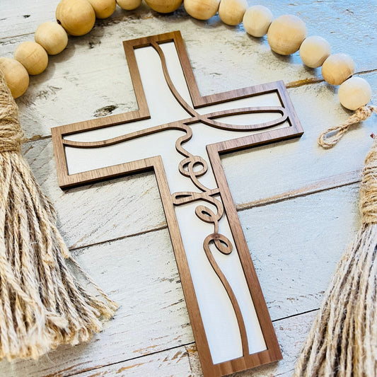 Wooden Cursive HOPE Cross | 2 Layer Wall Decor | Inspirational Cross