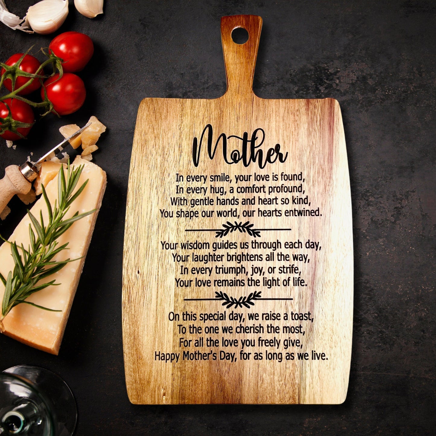 Mother's Day Cutting Board, Gift For Mom, Love You Mom, Mothers Day Gift, Personalized Gifts For Mom, Cheese Board, Charcuterie Board