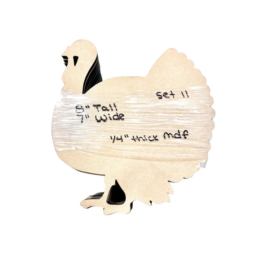 Set 11 Wood Turkeys | 8" Tall Wood Turkey | Blank Turkey Wood Blanks
