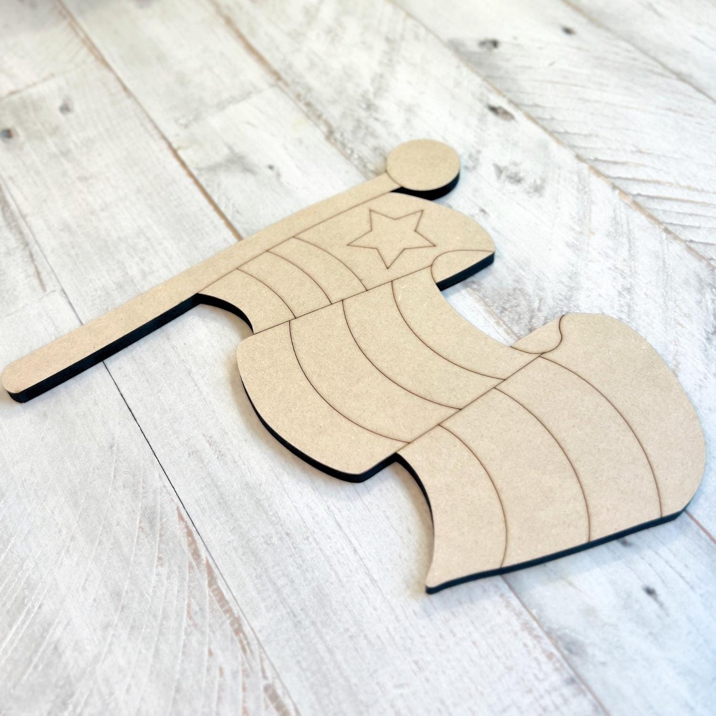 Small 3"-10" Waving American Flag| Wood Cutout | Fourth of July Flag | 4th of July Wood Cutout | Wood Craft Shapes | 4th of July Crafts