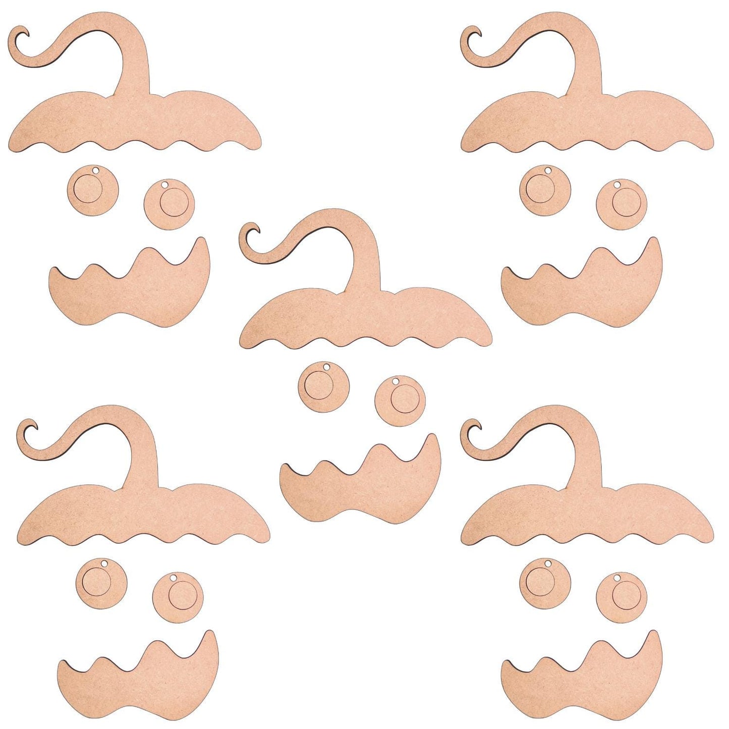 Sets of 2 or 5, Wood Pumpkin Face, Halloween Crafts