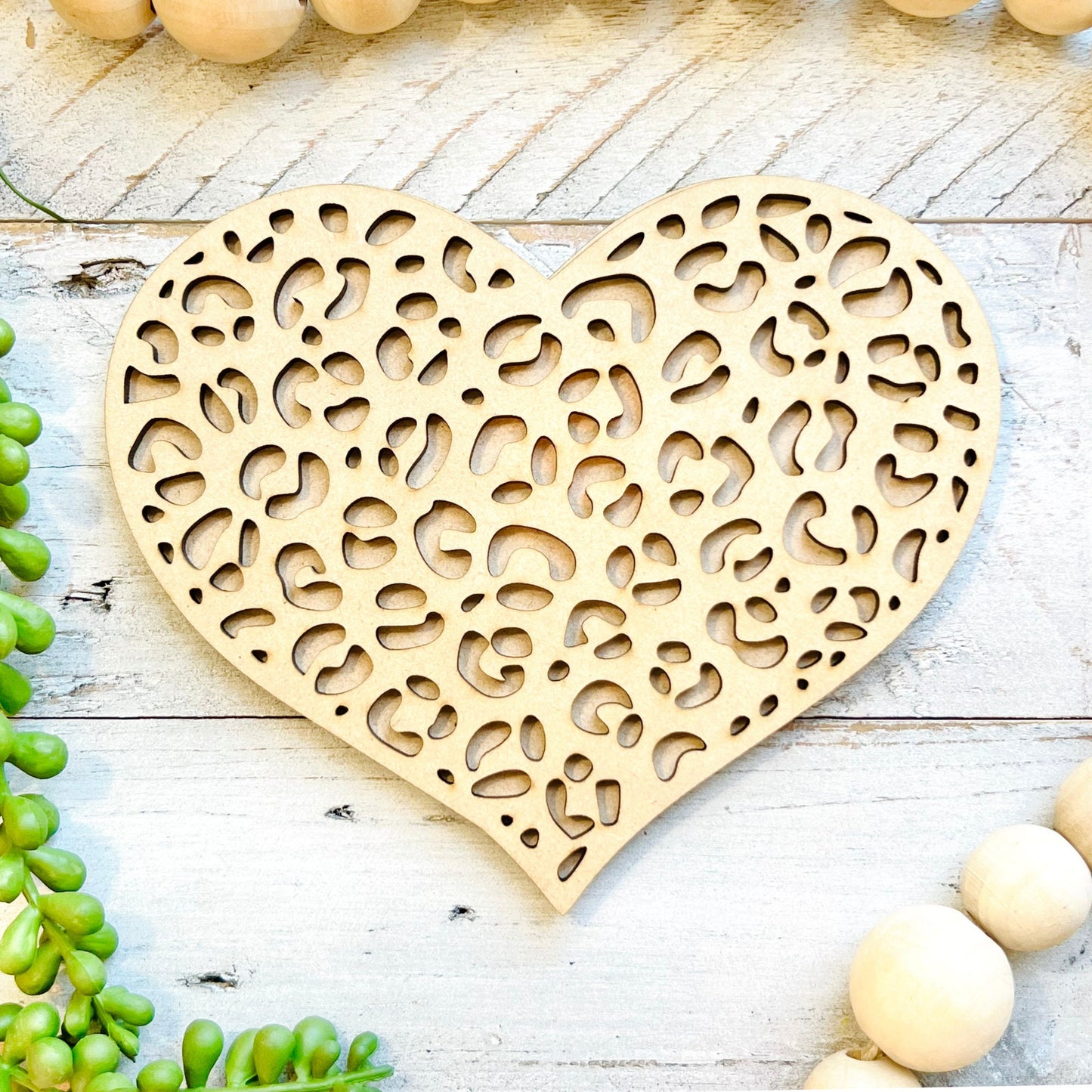 Small Leopard Heart | Valentine Heart | Heart with Leopard Print| Valentine Crafts | Wood Heart Cutout | 1 layer or 2 Layer