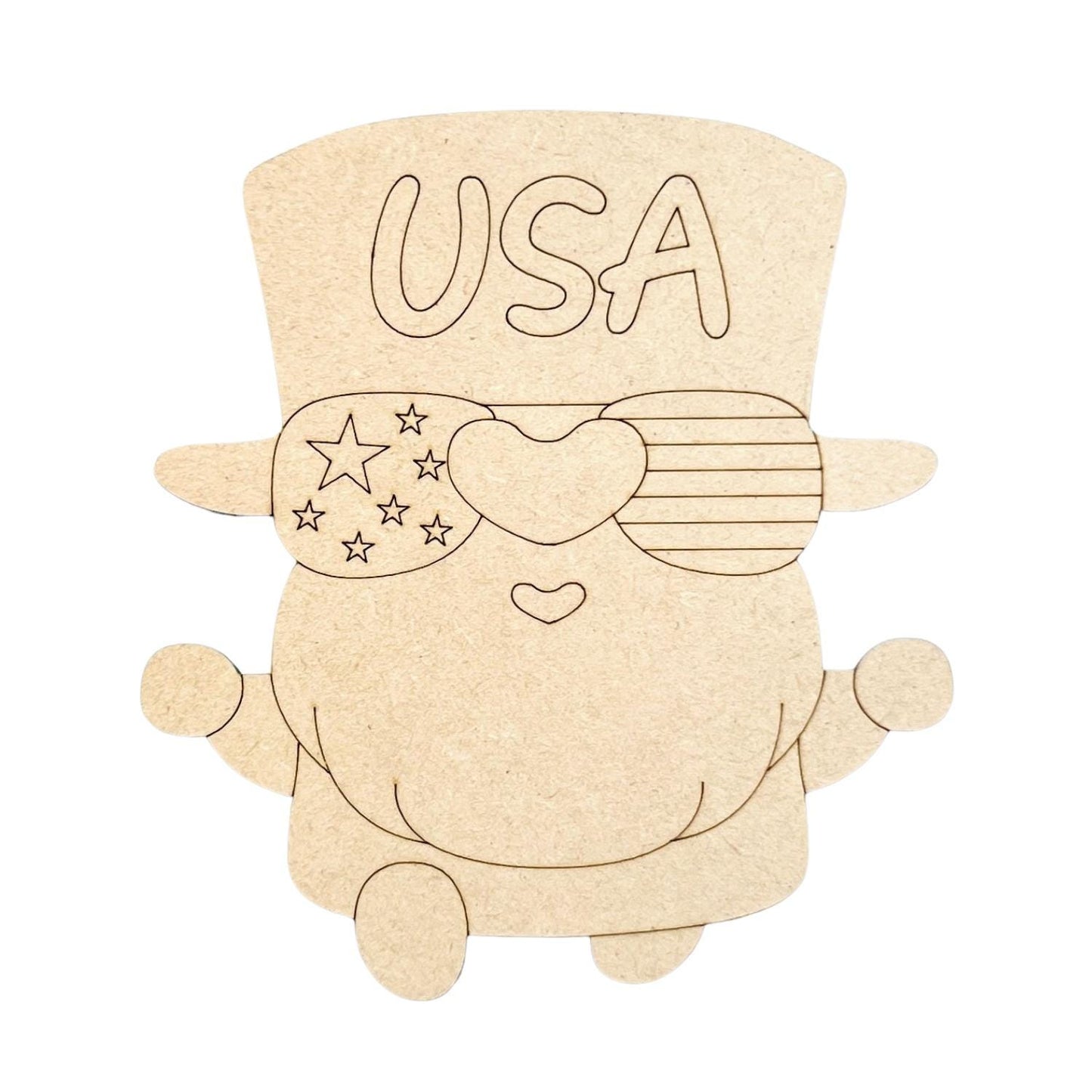 Large 12"+  Patriotic Gnome Wood Cutout | Fourth of July Gnome | 4th of July Wood Cutout | Wood Craft Shapes | 4th of July Crafts