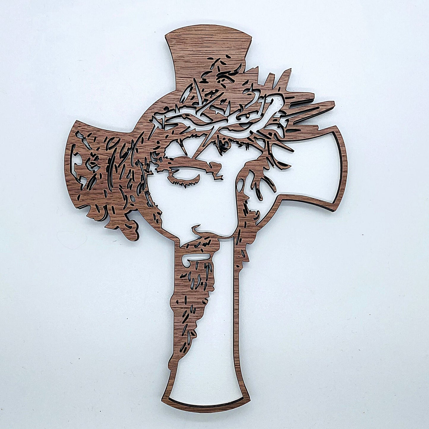 Jesus Cross | Detailed Wooden Cross | Wood Cross Home Decor | Fireplace Decor | Bookshelf Cross Decor | Religious Cross | Christian Gifts
