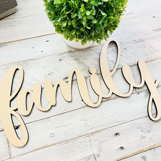 SMALL Connected Letters | Family | Wooden Cutout Word | Script Word