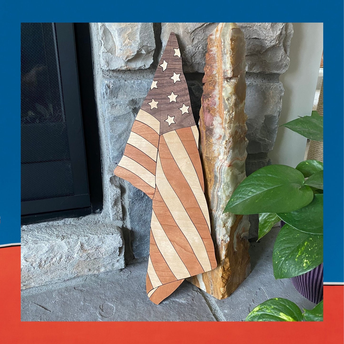 Draped American Flag | 4th of July Decorations | Memorial Day Flag | Veteran's Day Decor | Handmade with Love | Krafty Supply Artwork