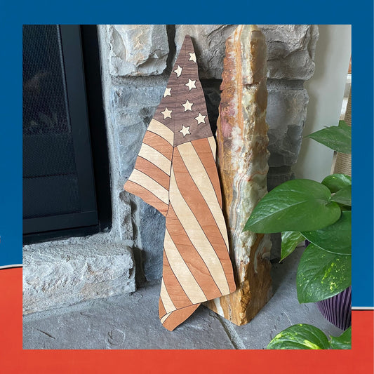 Draped American Flag | 4th of July Decorations | Memorial Day Flag | Veteran's Day Decor | Handmade with Love | Krafty Supply Artwork