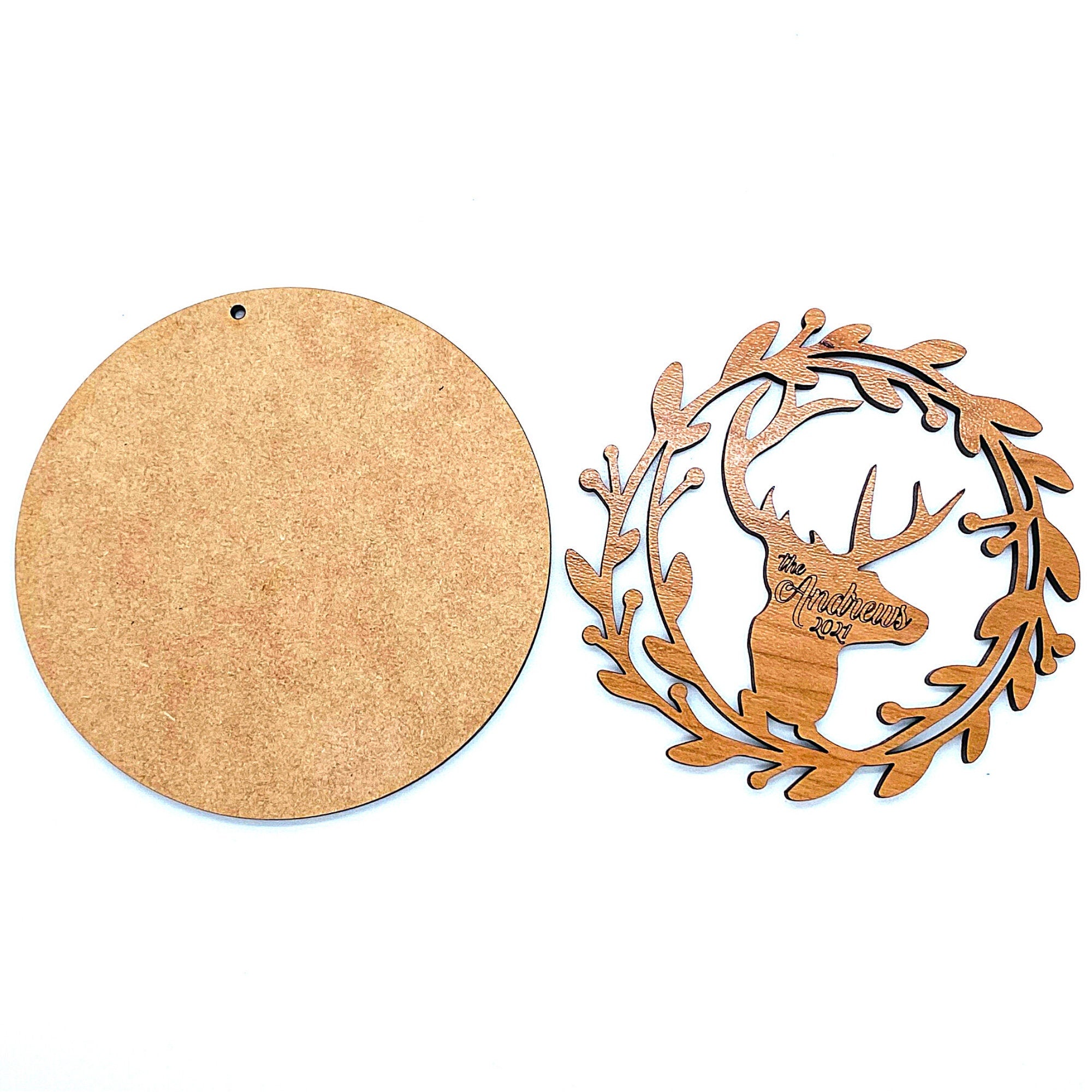 Deer Wreath Ornament - Outline SVG Files | Christmas Cut Files | Vector Files | Antler Vector | Clip Art - Digital File