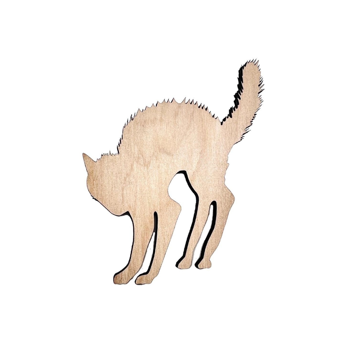 Small Halloween Scaredy Cat | Spooky Black Cat Wood Craft Cutout | Halloween Wood Shapes