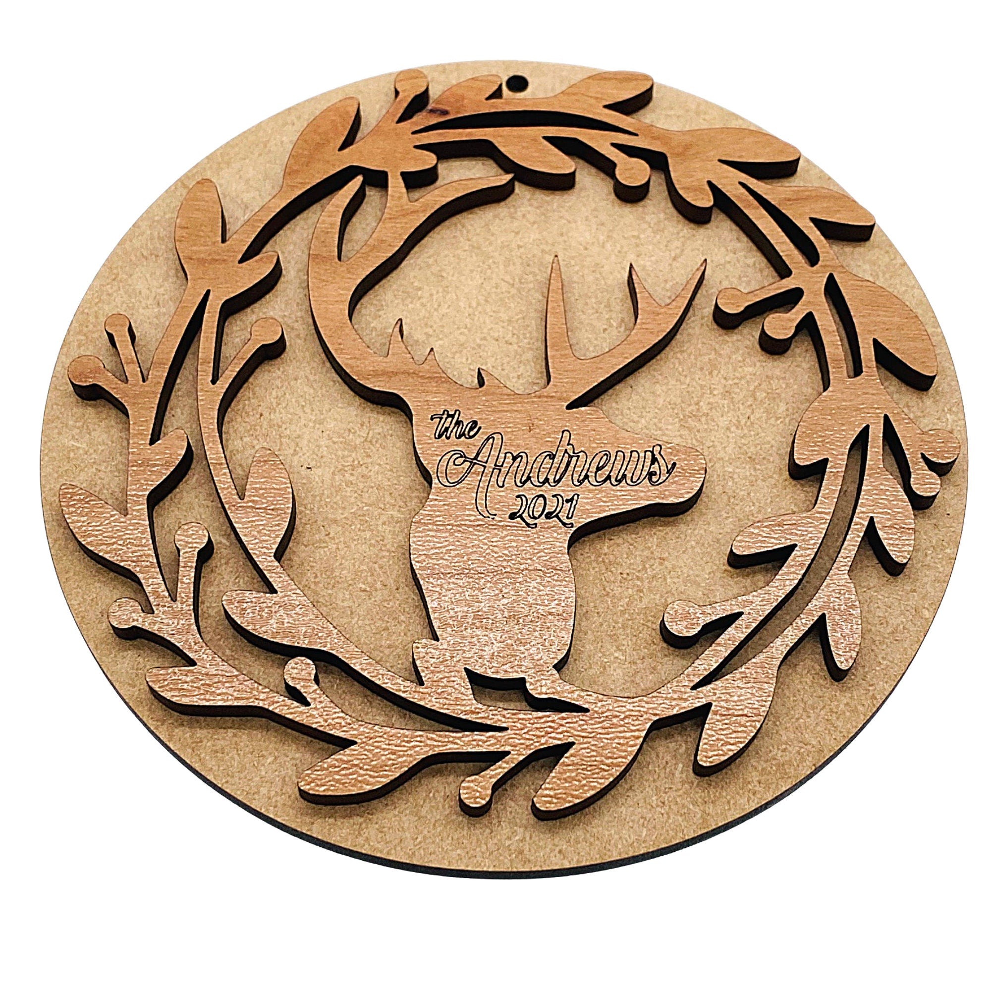 Deer Wreath Ornament - Outline SVG Files | Christmas Cut Files | Vector Files | Antler Vector | Clip Art - Digital File