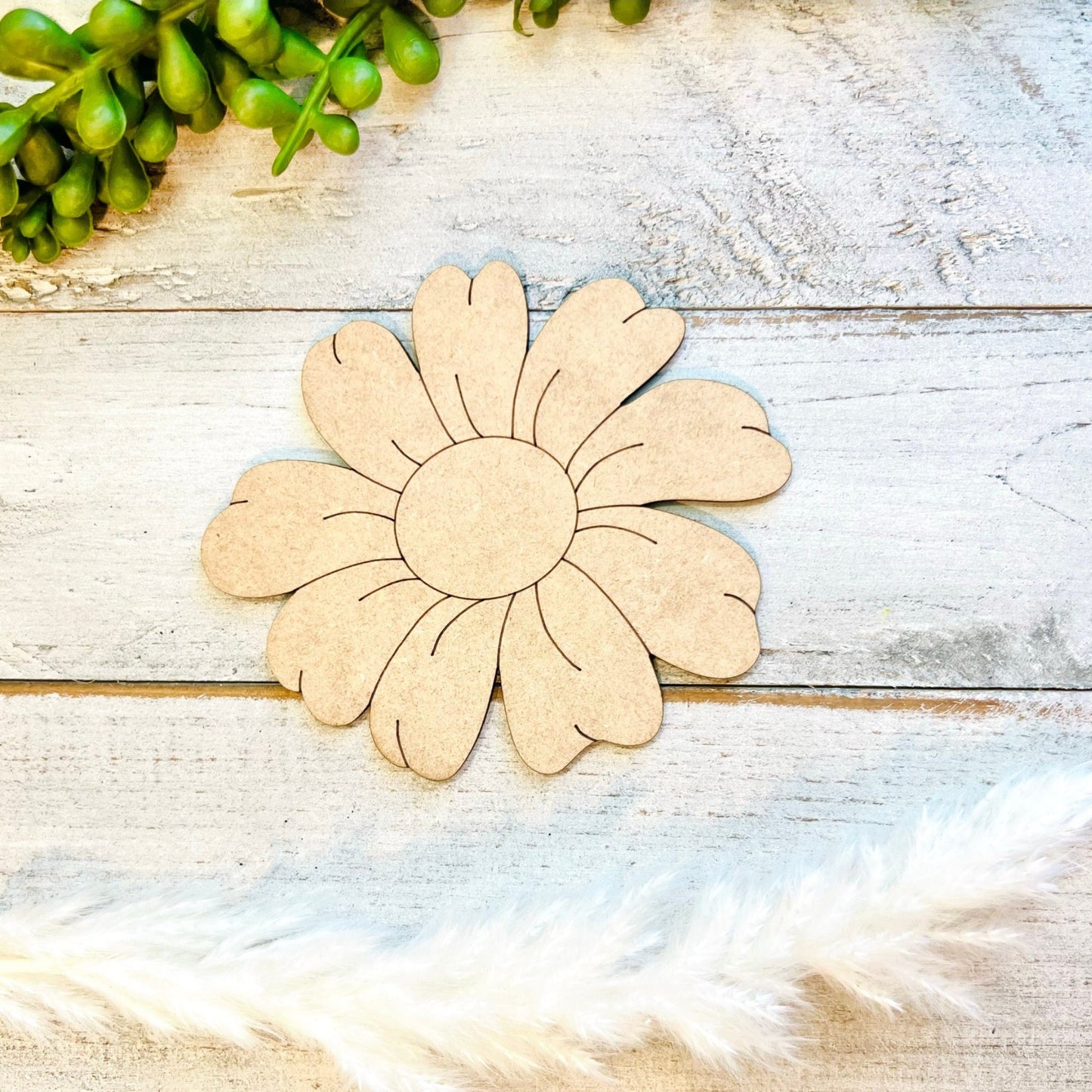 Large 12"-22" | Wood Flower | Daisy Cutout | Wood Flower Decor | Flower Vase | Craft Wood Shapes | Spring Decor | DIY Crafts | Paint by Line