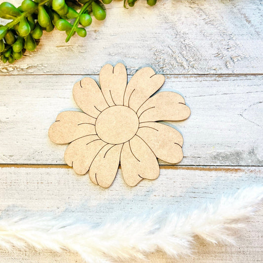 Large 12"-22" | Wood Flower | Daisy Cutout | Wood Flower Decor | Flower Vase | Craft Wood Shapes | Spring Decor | DIY Crafts | Paint by Line