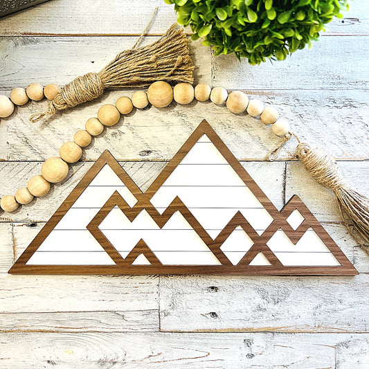 Layered Mountain Wall Art | Wood Outdoor Scene | Shiplap Wall Decor