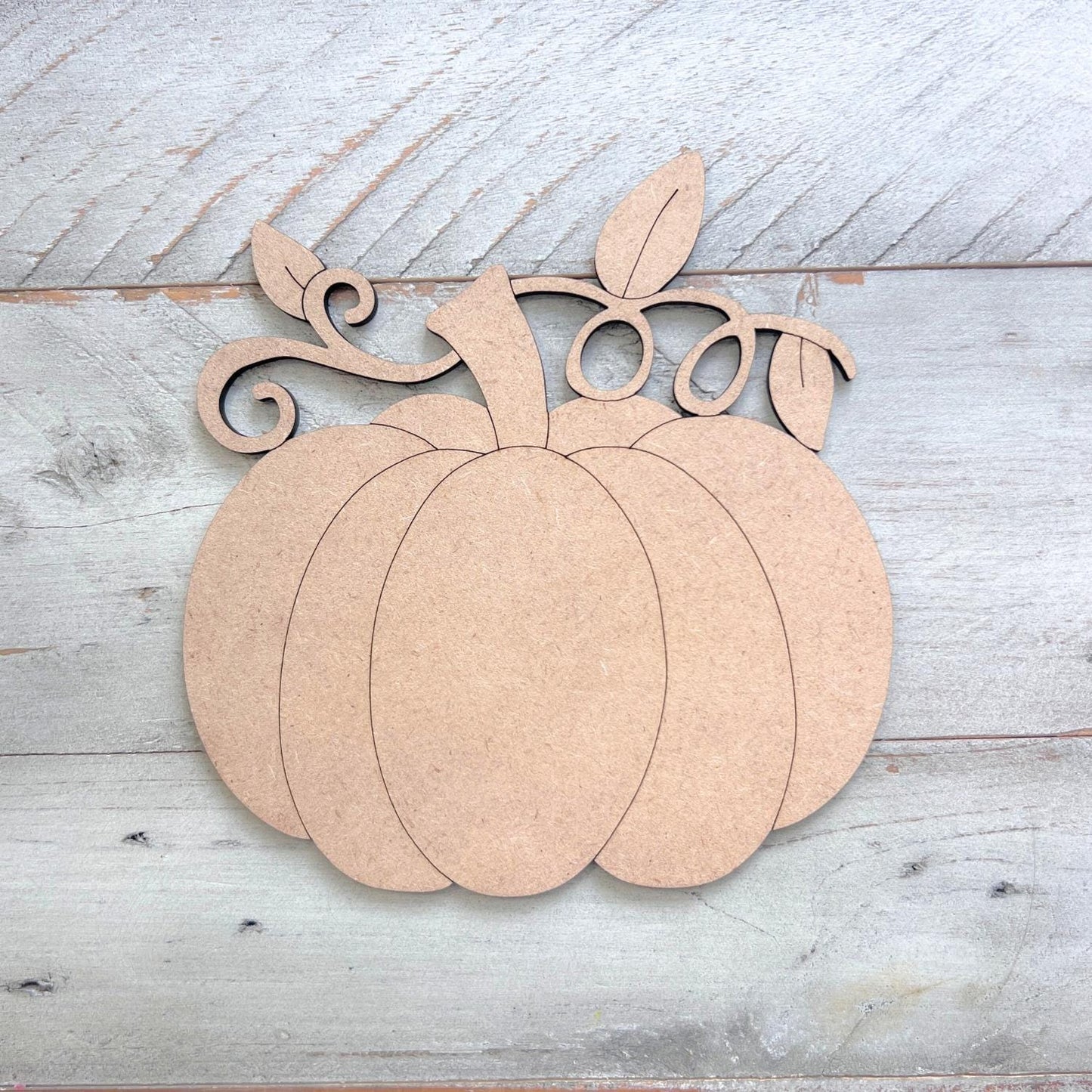 Pumpkin with Vine and Leaves Fall Wood Craft- Paint by line