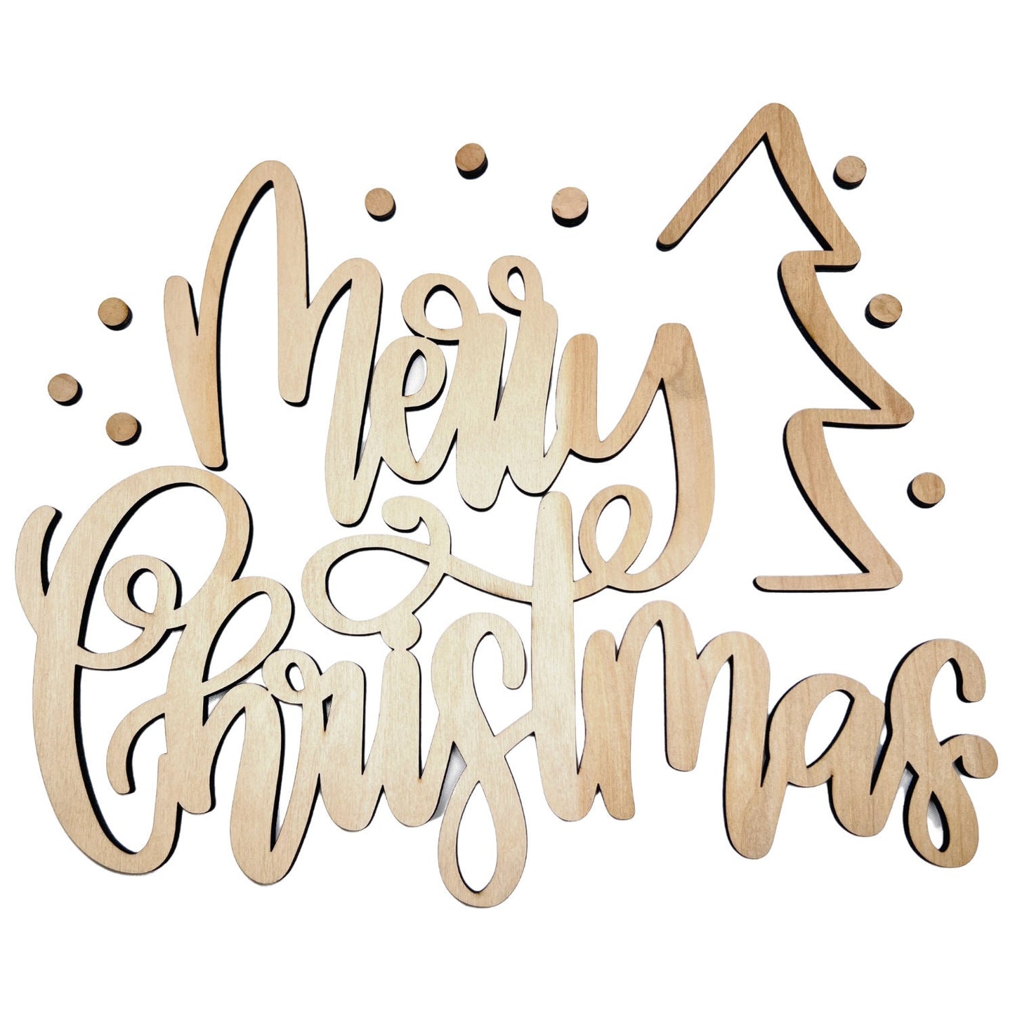 Small Merry Christmas Tree W/ Snowflakes Wood Cutout | Merry Christmas wood | Christmas wreath | Christmas Door hanger | Christmas Crafts