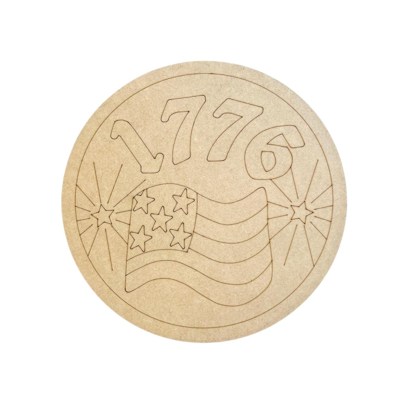Small 4"-10" Patriotic 1776 Firework Wood Round Cutout | Fourth of July sign | 4th of July Wood Cutout | 4th of July Crafts