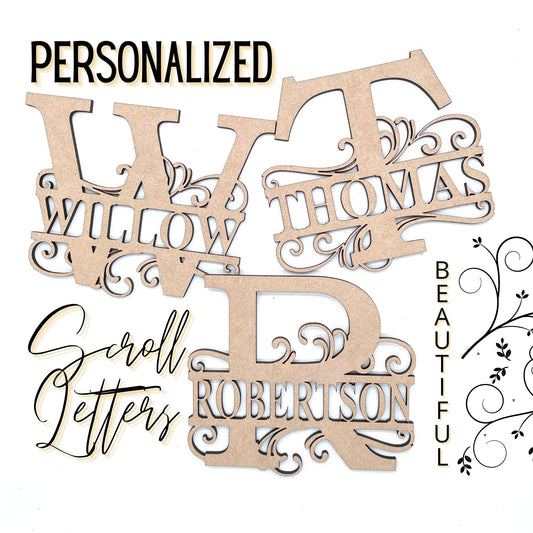 Personalized Name Letters | Scroll Monogram Letters | Car Ornaments | Vine Letter | Customized Monogram Gifts