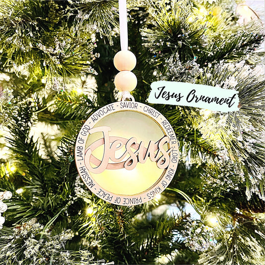 CHRISTMAS Jesus Ornament | 3 Layered Wood & Acrylic | Cute Wooden Ornaments | Christian Inspirational Ornament | Christmas Tree Decor