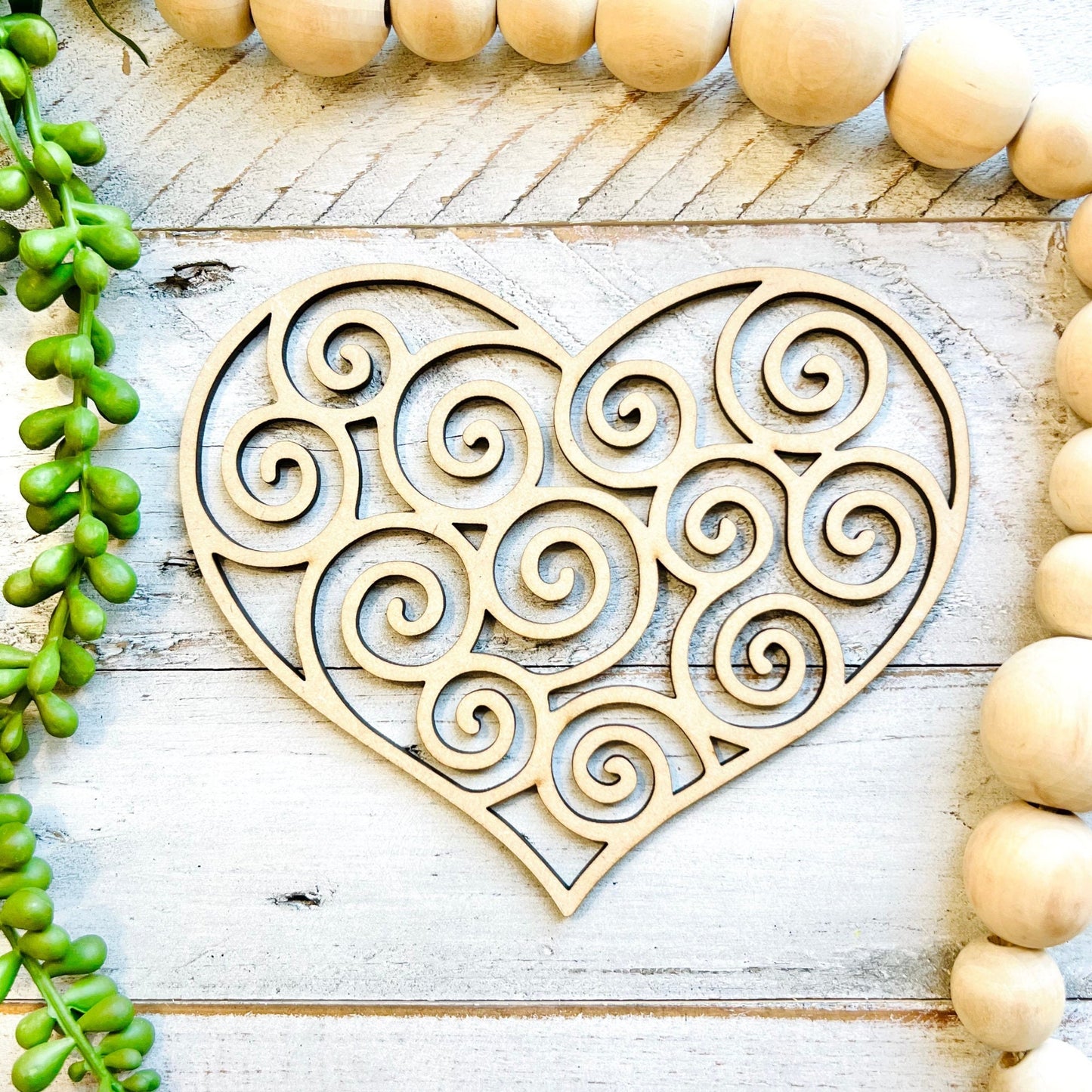 Large Swirl Heart | Valentine Heart | Heart with Swirls | Valentine Crafts | Wood Heart Cutout | 1 layer or 2 Layer