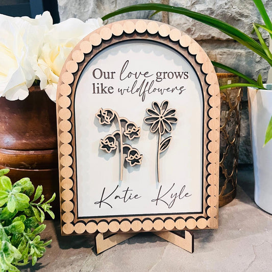 Couple Arch Birth Month Flower Sign | Beaded Birthday Flower Gift Sign | Valentine Gifts | Valentine Signs | Gifts for Her | Gifts for Him