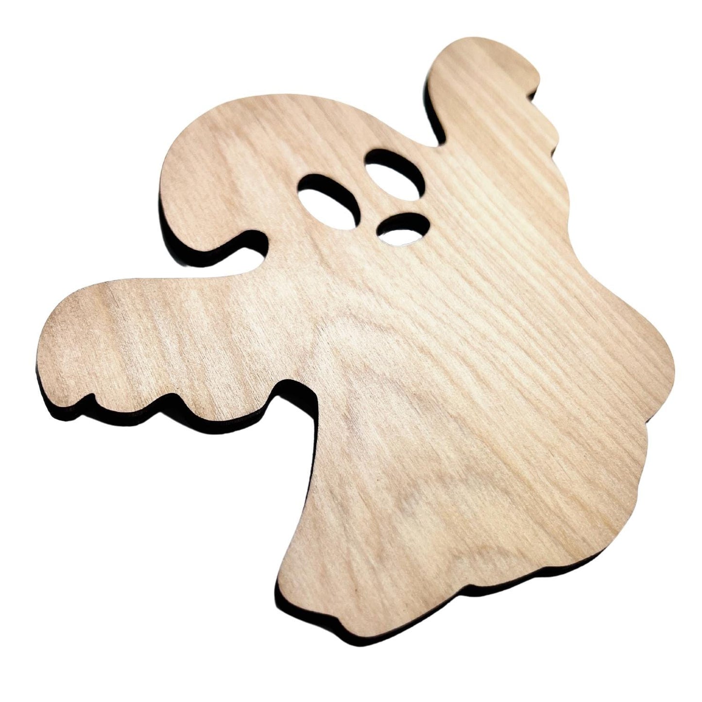 Small Wooden Ghost Cutout Hollow Eyes | Halloween Ghost Craft Shape | Spooky Ghost with Arms