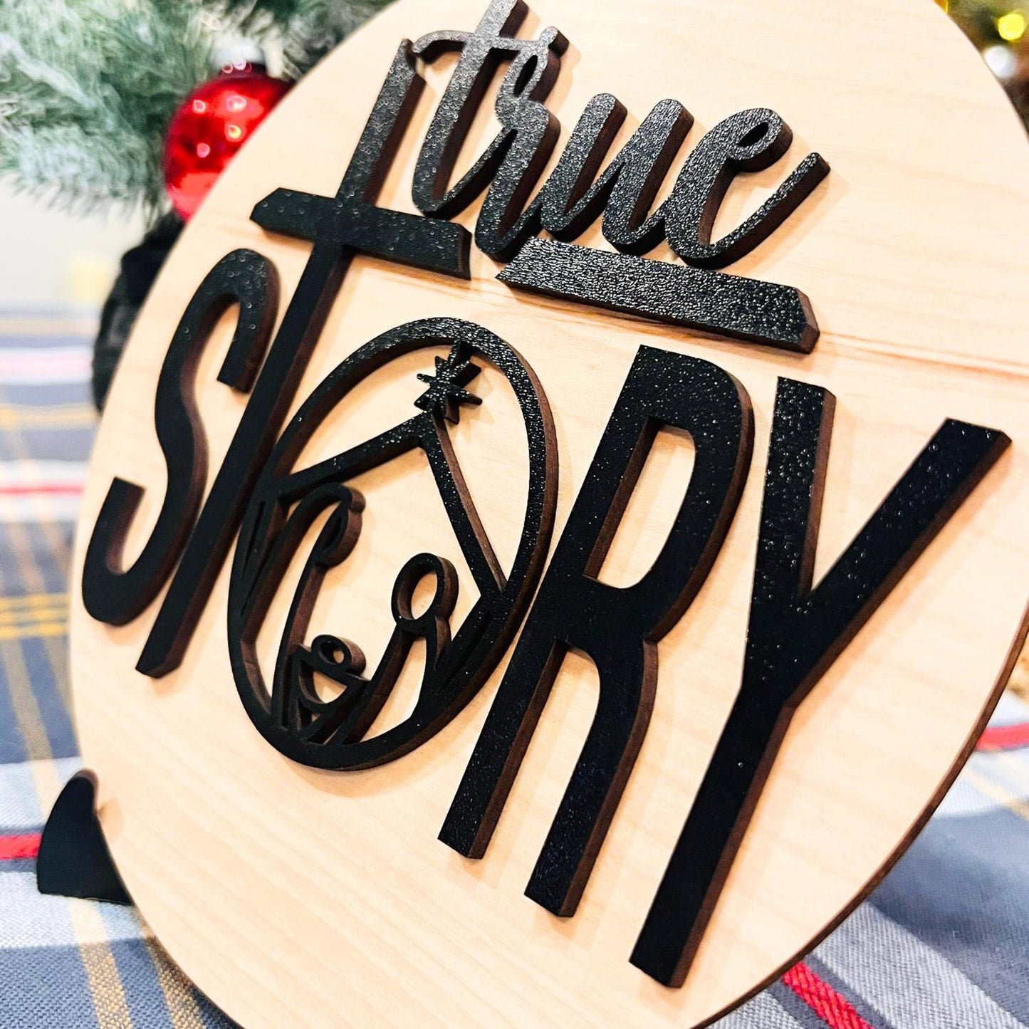 True Story Sign | Christmas Story Sign | Minimalistic Christmas Round | Christmas Gifts for Family