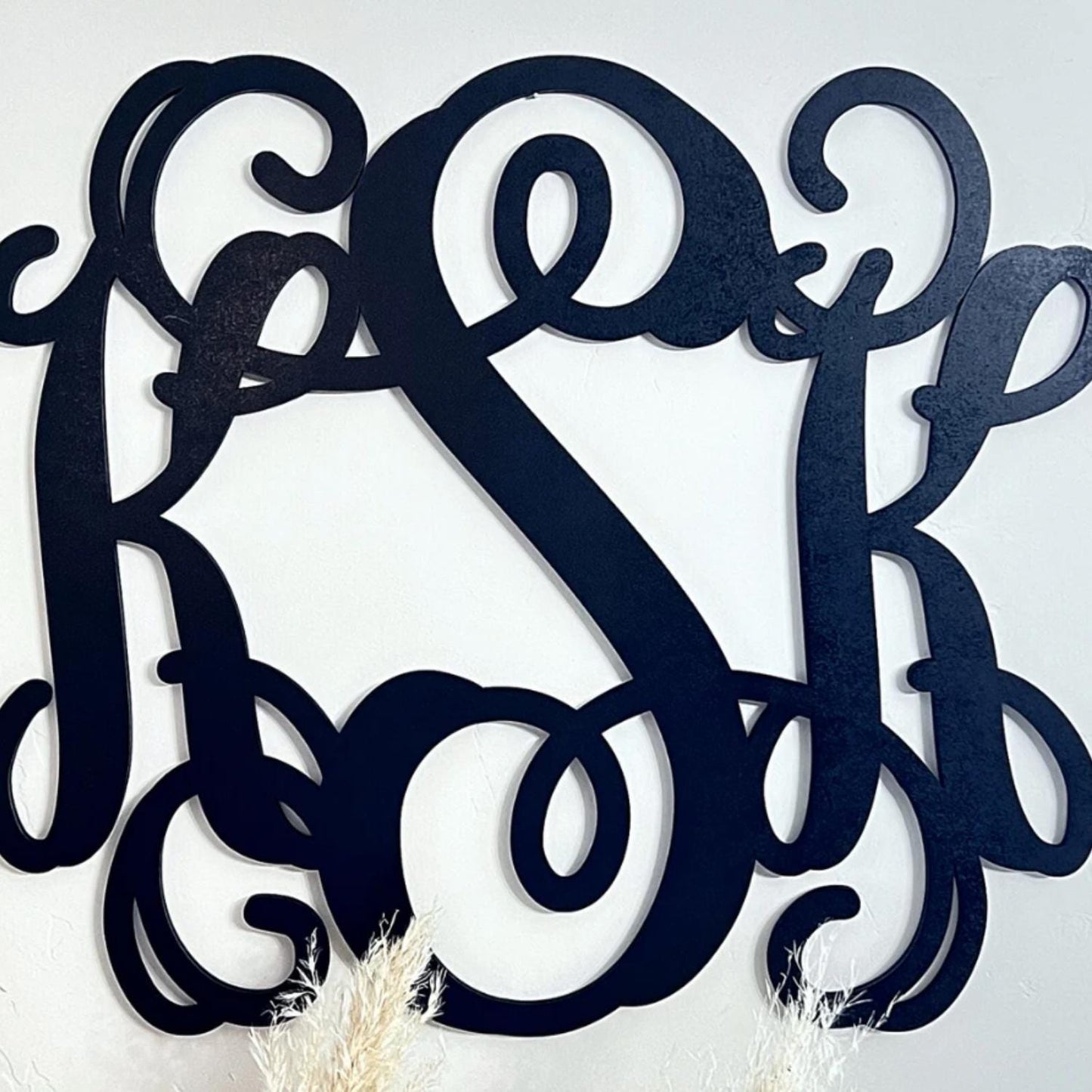 Painted and Stained Wedding Monogram, Nursery Crib Sign, Baby Shower Gift, Wedding Decor, Bedroom Wall Monogram, 3 Letter Vine Monogram Sign
