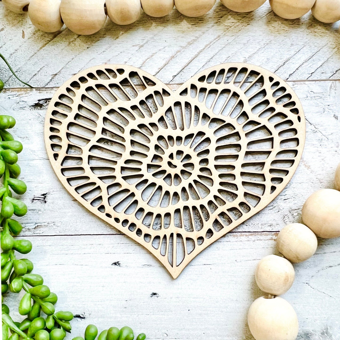 Small Rose Heart | Valentine Heart | Heart with Rose | Valentine Crafts | Wood Heart Cutout | 1 layer or 2 Layer