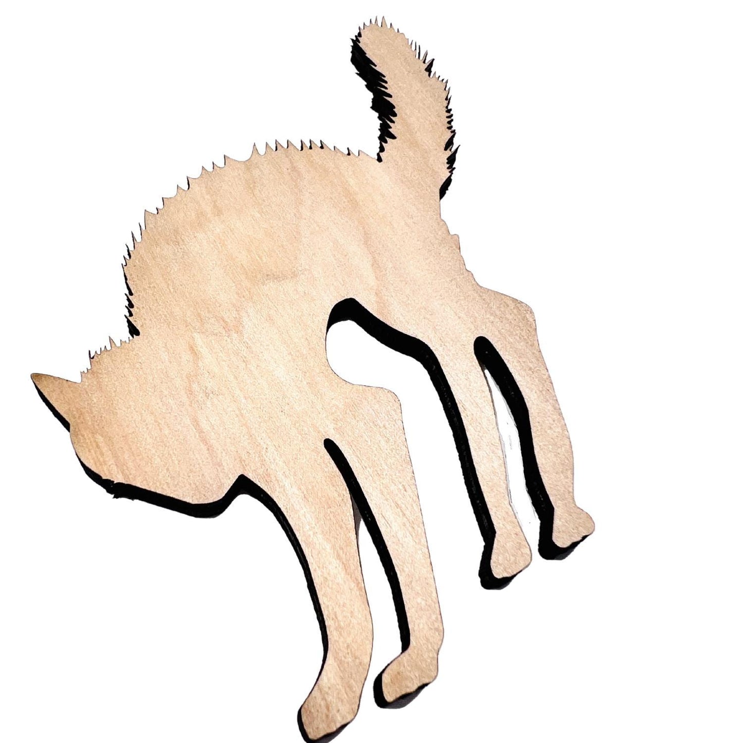 Small Halloween Scaredy Cat | Spooky Black Cat Wood Craft Cutout | Halloween Wood Shapes