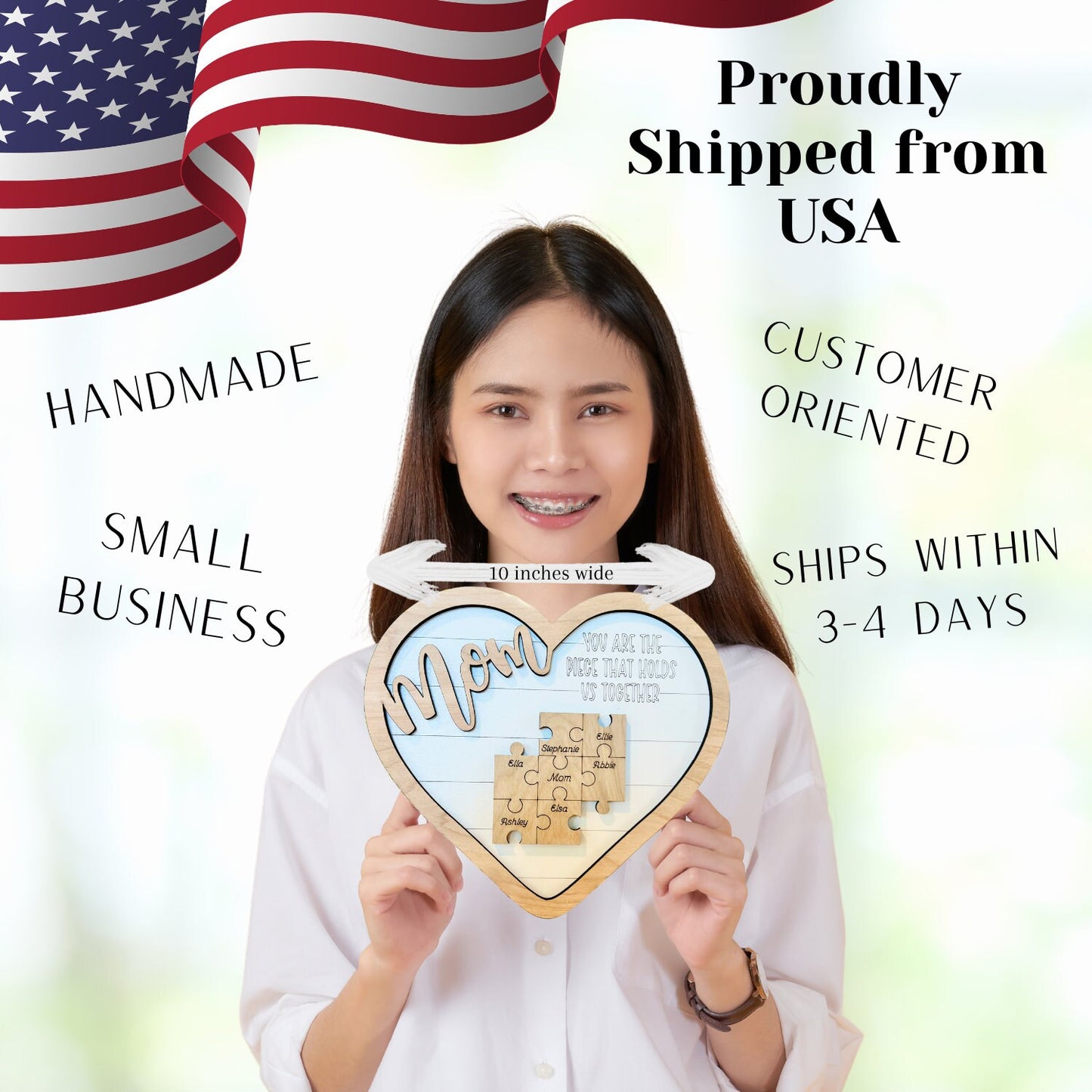 Mother's Day Puzzle Heart Plaque | Family Name Sign | Personalized Mothers Day Gift | Anniversary, Birthday, Christmas, Valentines Presents