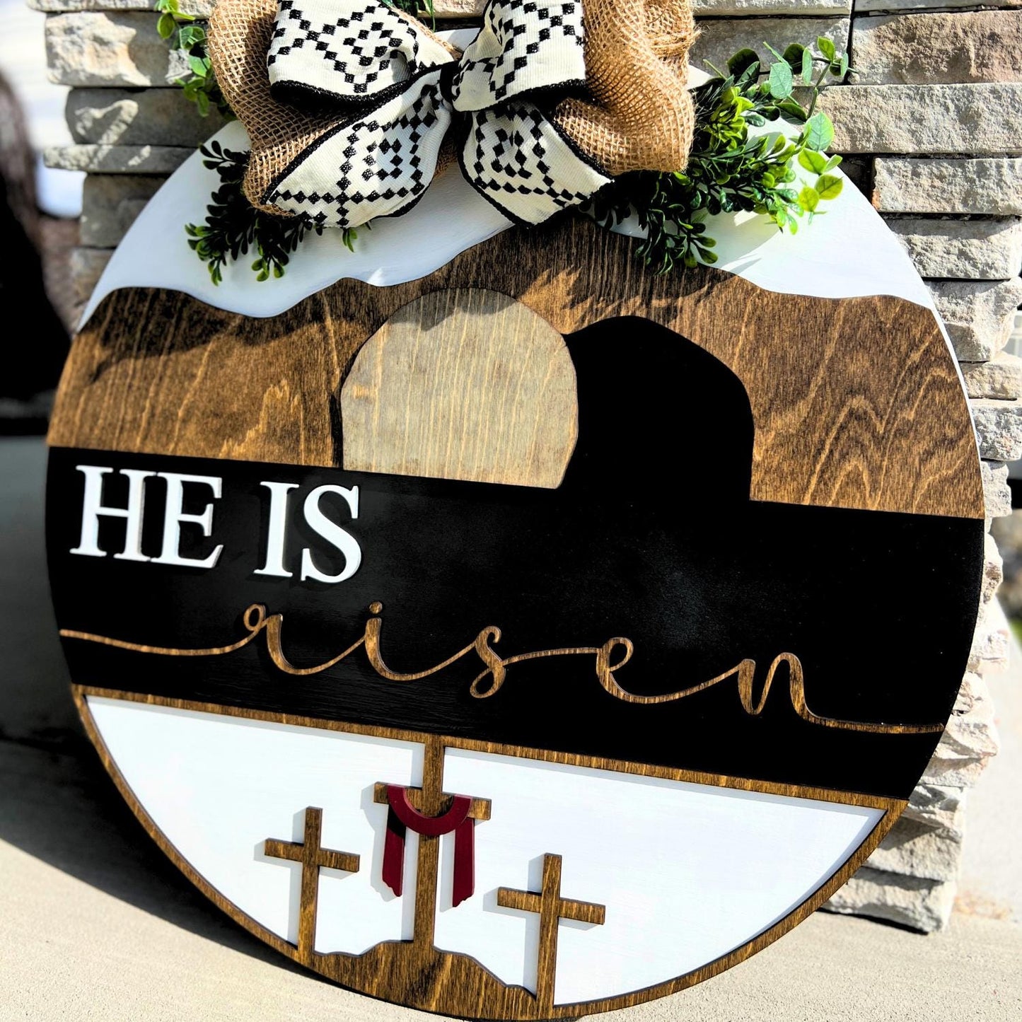 Western Style Easter Sign | He is Risen Easter Door Hanger