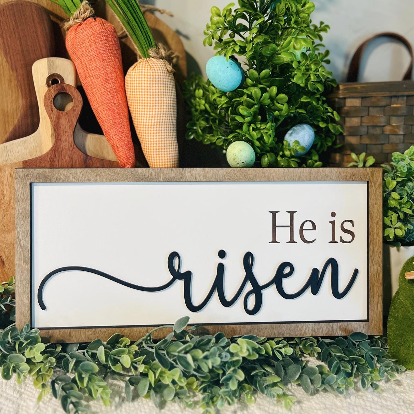 Easter Home Decor Sign | He Is Risen Sign | Farmhouse Decor | Easter Gifts | Wood Sign | Resurrection Day Sign