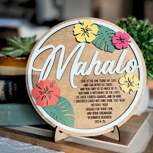 Mahalo Thank You Sign/Award | Appreciation Gift | Mahalo Gift | Hawaiian Sign | Custom Message