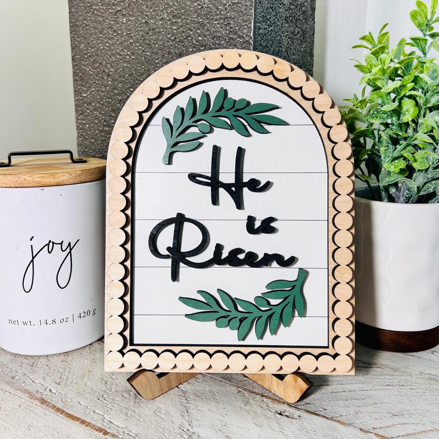 Beaded He Is Risen Sign | Easter Gifts | Resurrection Decor Sign | Spiritual Gifts | Gifts for Her | Gifts for Him | Church Wall Decor